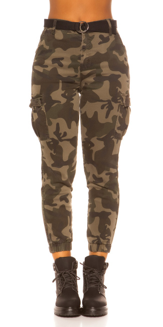 Trendy Cargo Jeans Camouflage with belt Army